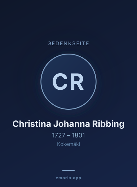 Gedenkportrait von Christina Johanna Ribbing