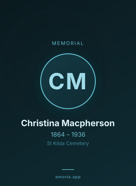 Memorial portrait of Christina Macpherson