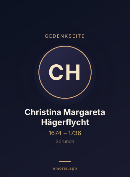 Gedenkportrait von Christina Margareta Hägerflycht