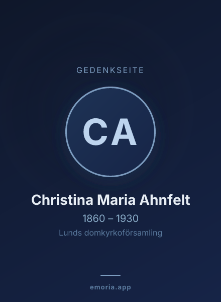 Gedenkportrait von Christina Maria Ahnfelt