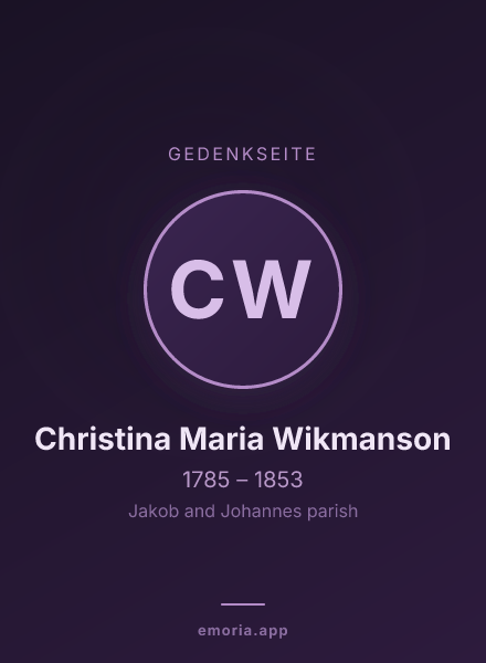 Gedenkportrait von Christina Maria Wikmanson