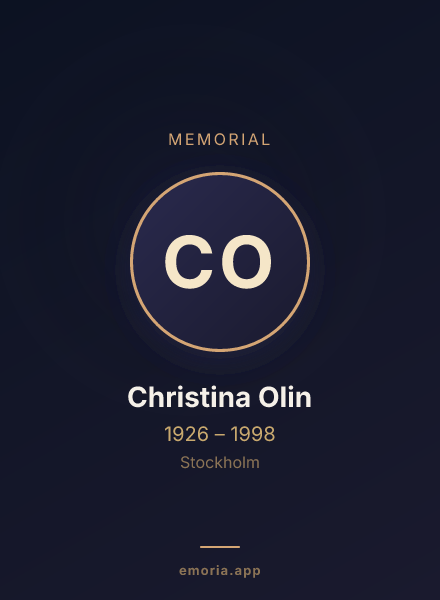 Memorial portrait of Christina Olin