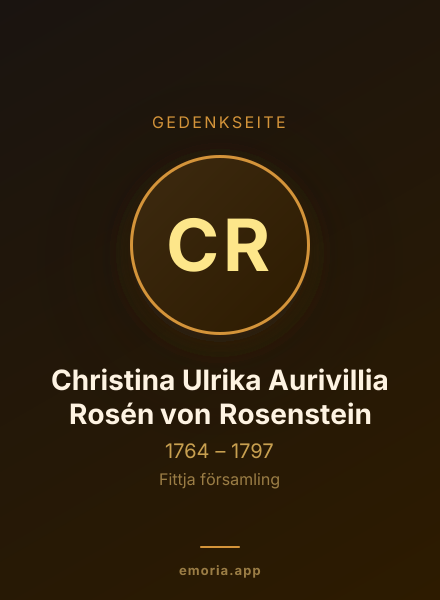 Gedenkportrait von Christina Ulrika Aurivillia Rosén von Rosenstein