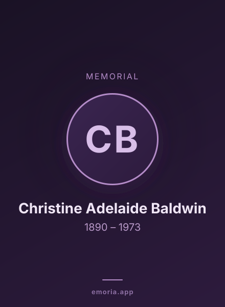 Memorial portrait of Christine Adelaide Baldwin