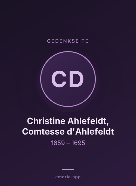 Gedenkportrait von Christine Ahlefeldt, Comtesse d'Ahlefeldt