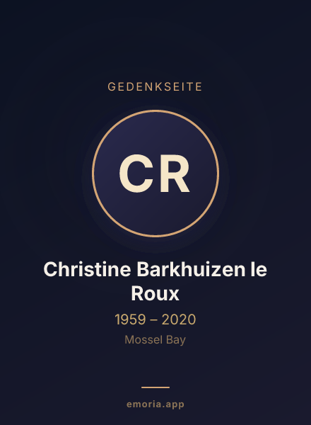 Gedenkportrait von Christine Barkhuizen le Roux