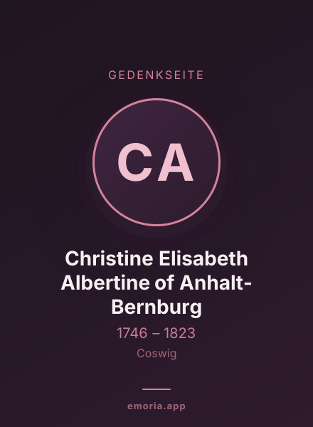 Gedenkportrait von Christine Elisabeth Albertine of Anhalt-Bernburg