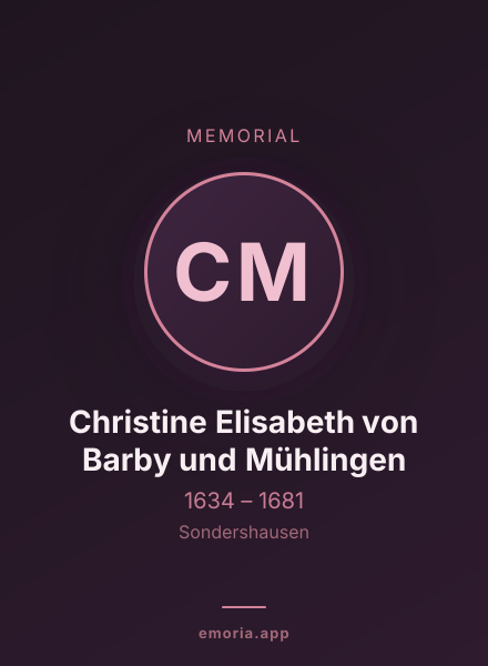 Memorial portrait of Christine Elisabeth von Barby und Mühlingen