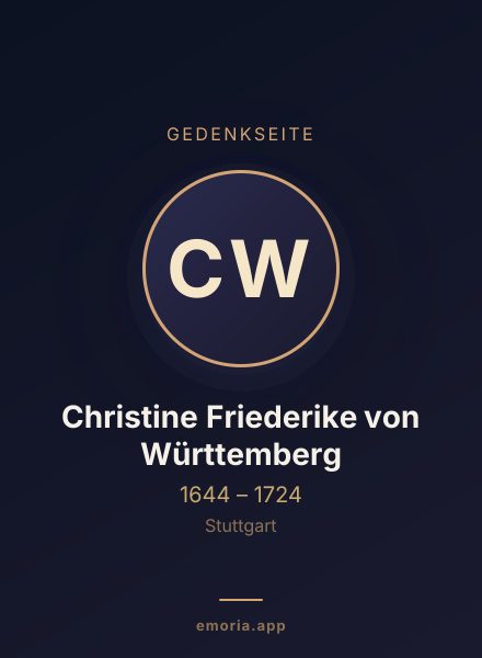 Gedenkportrait von Christine Friederike von Württemberg