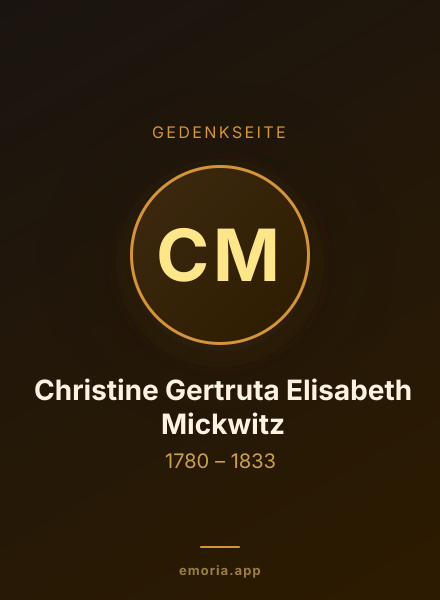 Gedenkportrait von Christine Gertruta Elisabeth Mickwitz