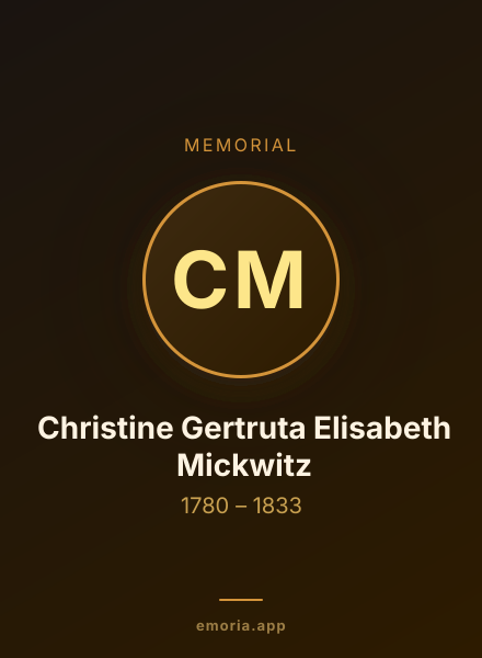Memorial portrait of Christine Gertruta Elisabeth Mickwitz