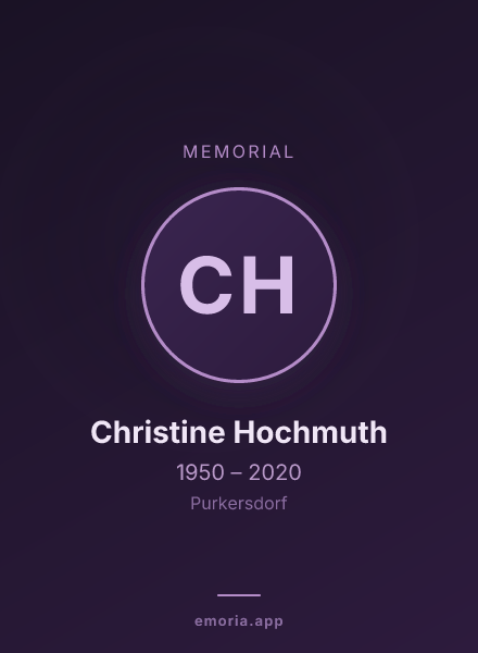 Memorial portrait of Christine Hochmuth