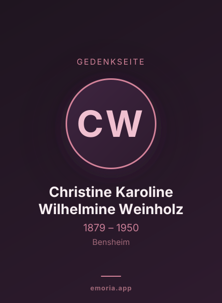 Gedenkportrait von Christine Karoline Wilhelmine Weinholz