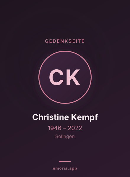 Gedenkportrait von Christine Kempf