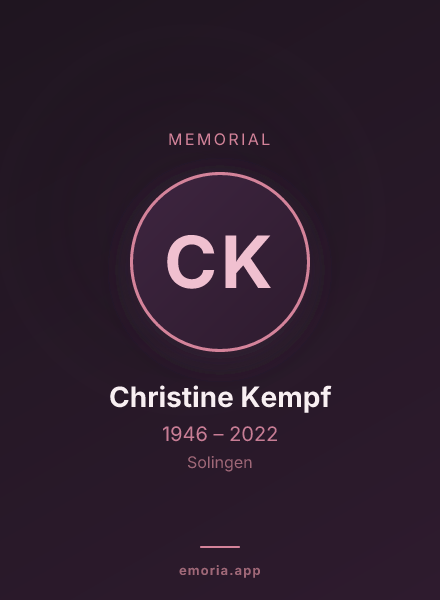 Memorial portrait of Christine Kempf