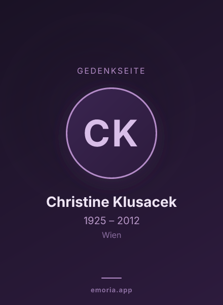 Gedenkportrait von Christine Klusacek