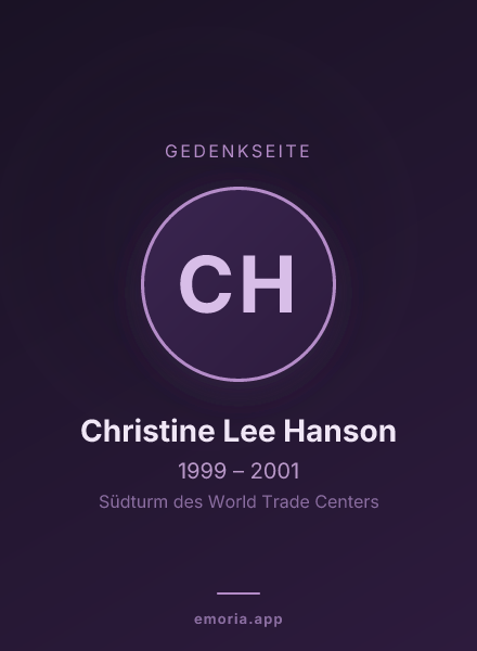 Gedenkportrait von Christine Lee Hanson