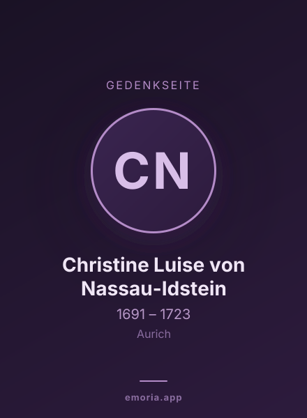 Gedenkportrait von Christine Luise von Nassau-Idstein