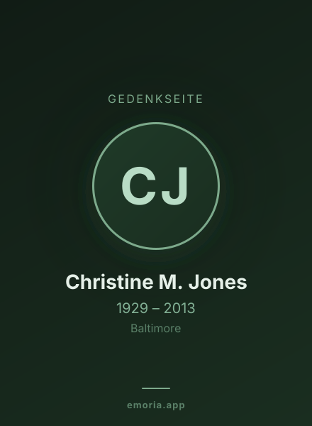 Gedenkportrait von Christine M. Jones