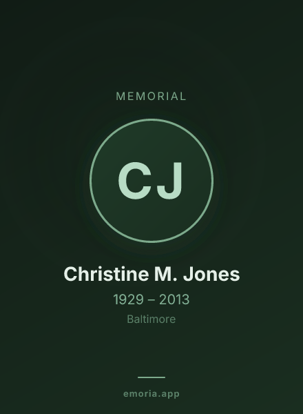 Memorial portrait of Christine M. Jones