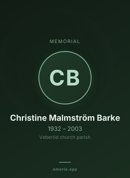 Memorial portrait of Christine Malmström Barke