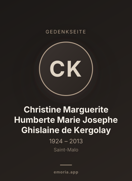 Gedenkportrait von Christine Marguerite Humberte Marie Josephe Ghislaine de Kergolay