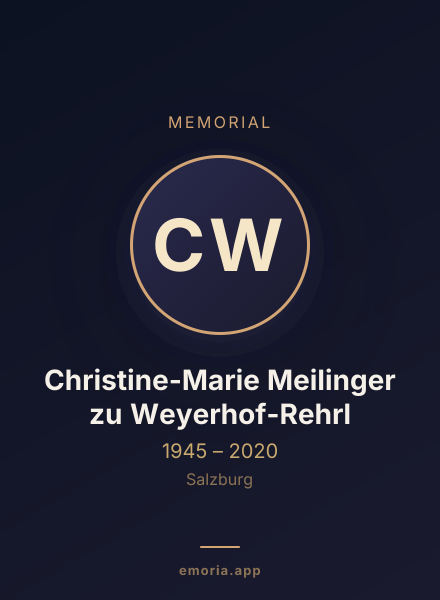 Memorial portrait of Christine-Marie Meilinger zu Weyerhof-Rehrl