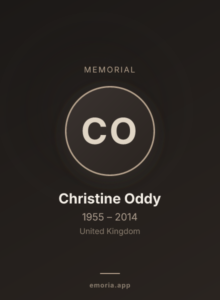 Memorial portrait of Christine Oddy