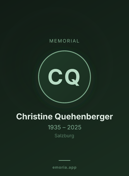 Memorial portrait of Christine Quehenberger