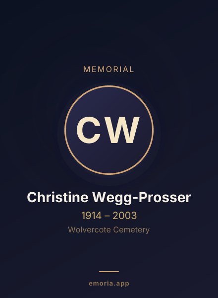 Memorial portrait of Christine Wegg-Prosser
