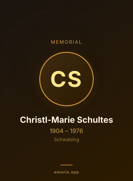 Memorial portrait of Christl-Marie Schultes