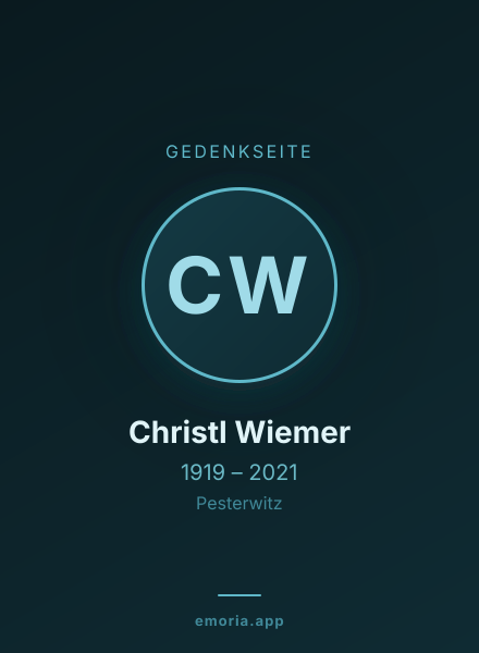 Gedenkportrait von Christl Wiemer
