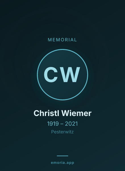Memorial portrait of Christl Wiemer