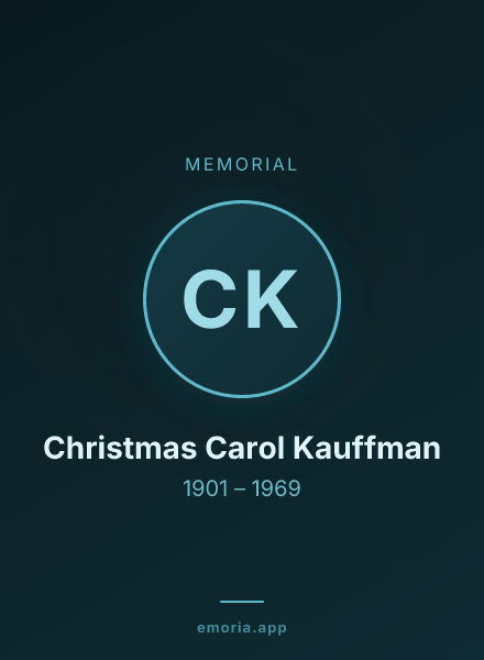 Memorial portrait of Christmas Carol Kauffman