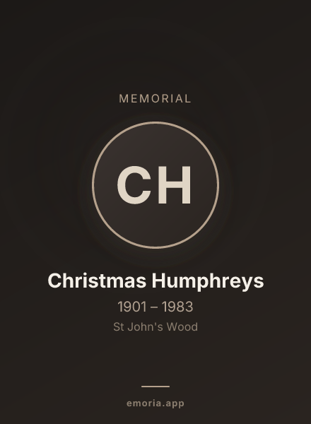 Memorial portrait of Christmas Humphreys