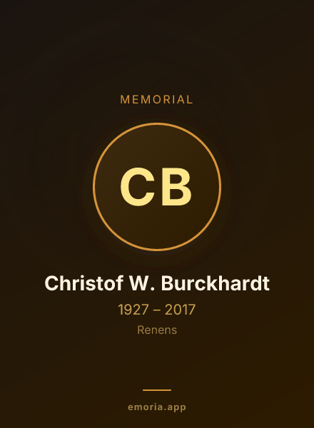 Memorial portrait of Christof W. Burckhardt