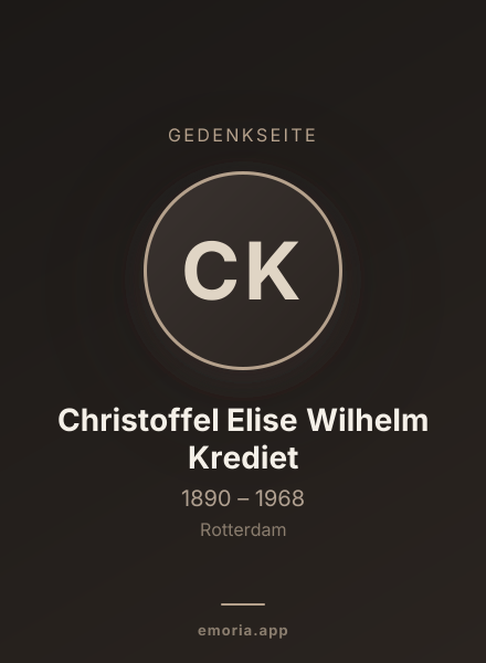 Gedenkportrait von Christoffel Elise Wilhelm Krediet