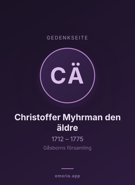 Gedenkportrait von Christoffer Myhrman den äldre