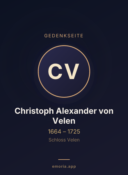 Gedenkportrait von Christoph Alexander von Velen