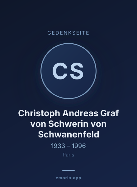 Gedenkportrait von Christoph Andreas Graf von Schwerin von Schwanenfeld