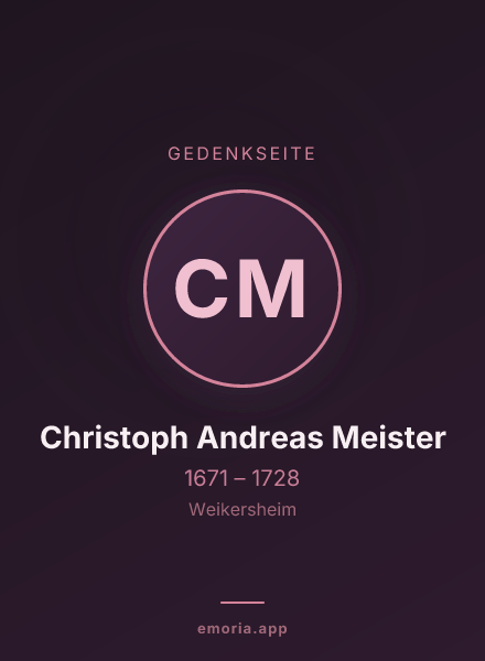 Gedenkportrait von Christoph Andreas Meister