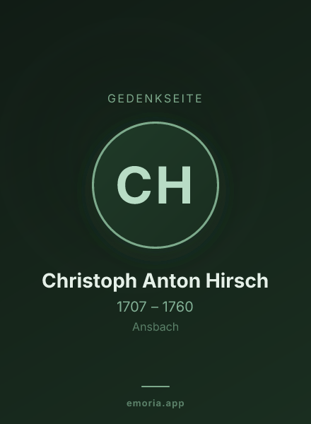 Gedenkportrait von Christoph Anton Hirsch