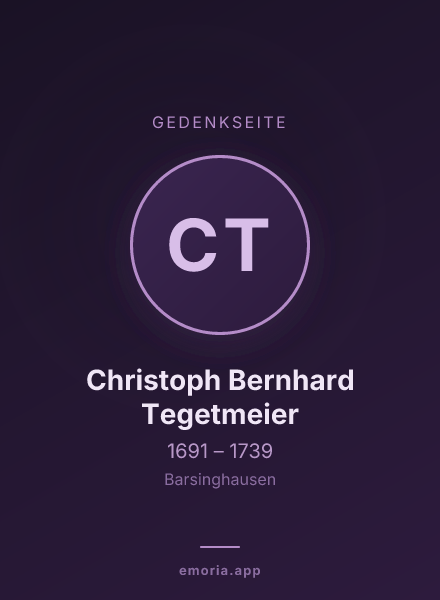 Gedenkportrait von Christoph Bernhard Tegetmeier