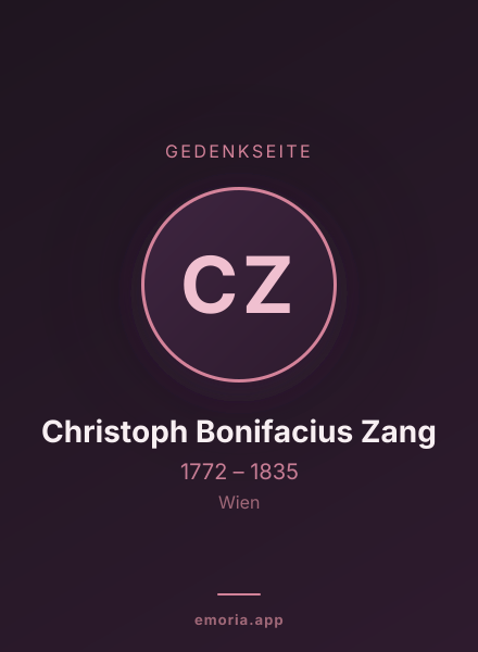 Gedenkportrait von Christoph Bonifacius Zang