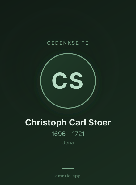 Gedenkportrait von Christoph Carl Stoer
