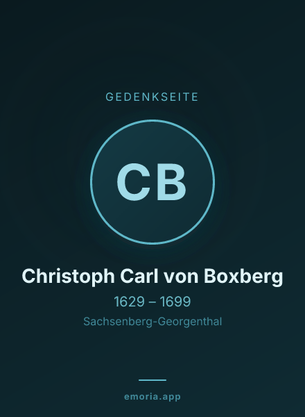 Gedenkportrait von Christoph Carl von Boxberg