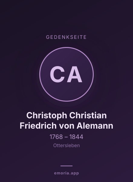 Gedenkportrait von Christoph Christian Friedrich von Alemann