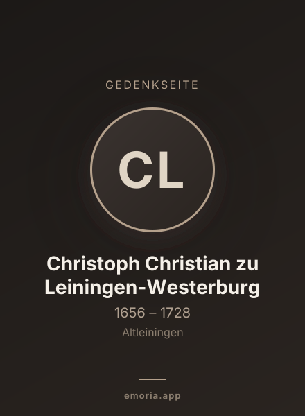 Gedenkportrait von Christoph Christian zu Leiningen-Westerburg