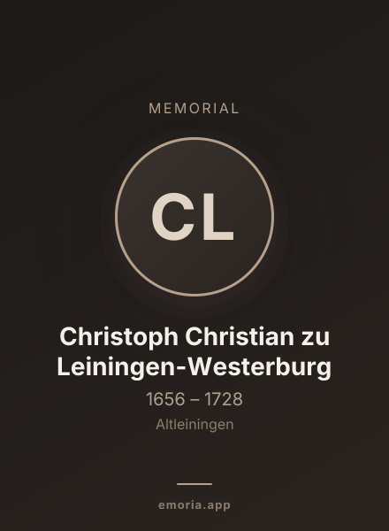 Memorial portrait of Christoph Christian zu Leiningen-Westerburg