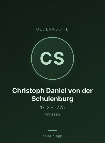 Gedenkportrait von Christoph Daniel von der Schulenburg